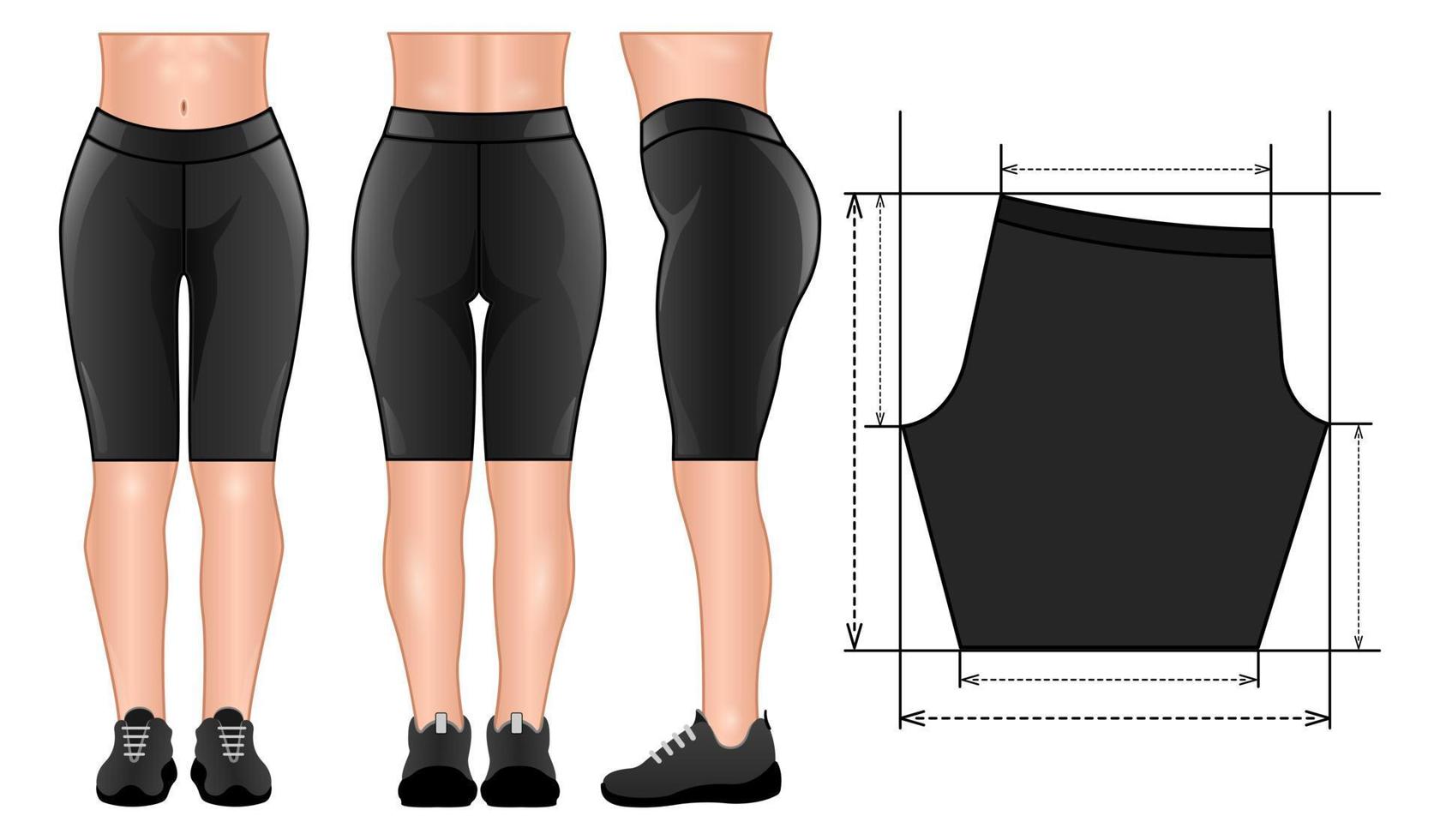 Short leggings pants mockup pattern realistic isolated white background vector