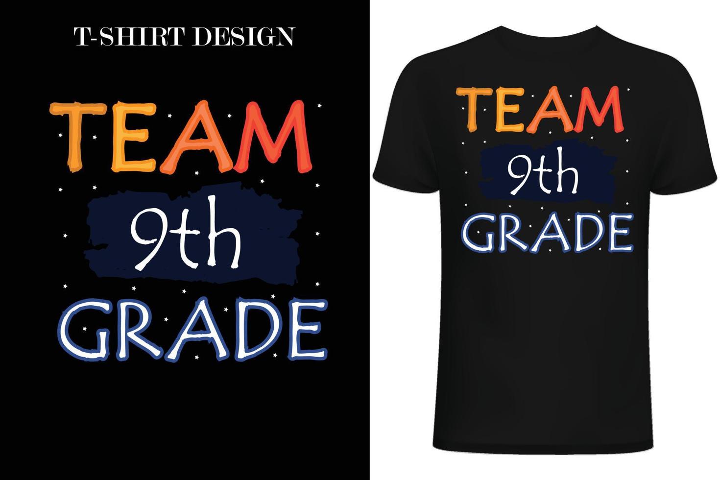 diseño de camisetas del equipo de noveno grado. diseño de camiseta de regreso a la escuela vector