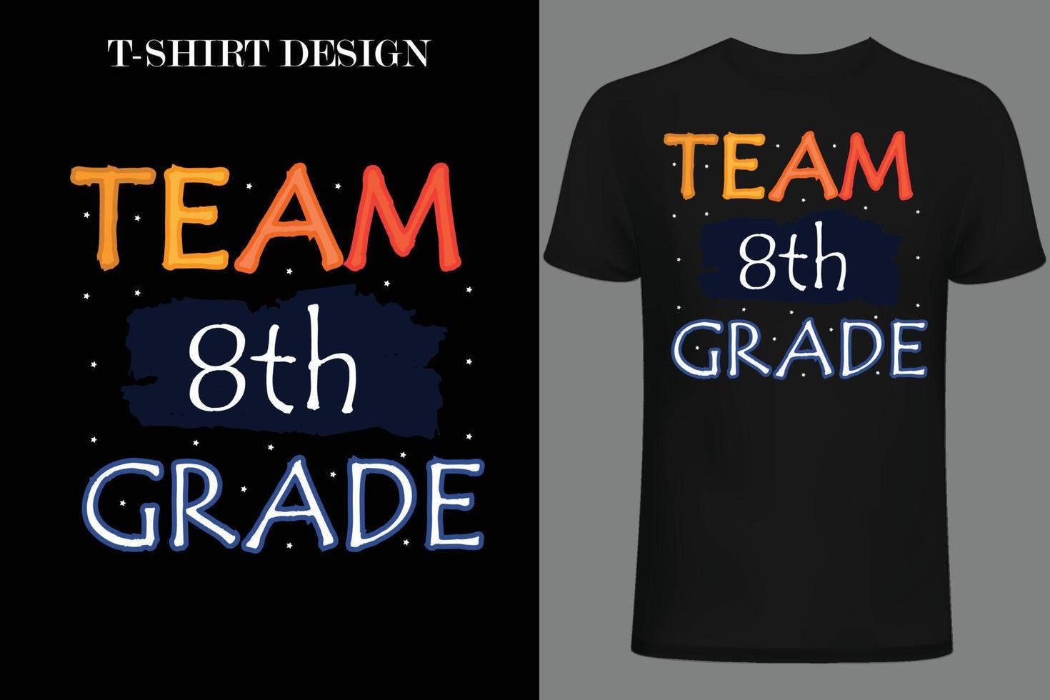 diseño de camisetas del equipo de octavo grado. diseño de camiseta de regreso a la escuela vector