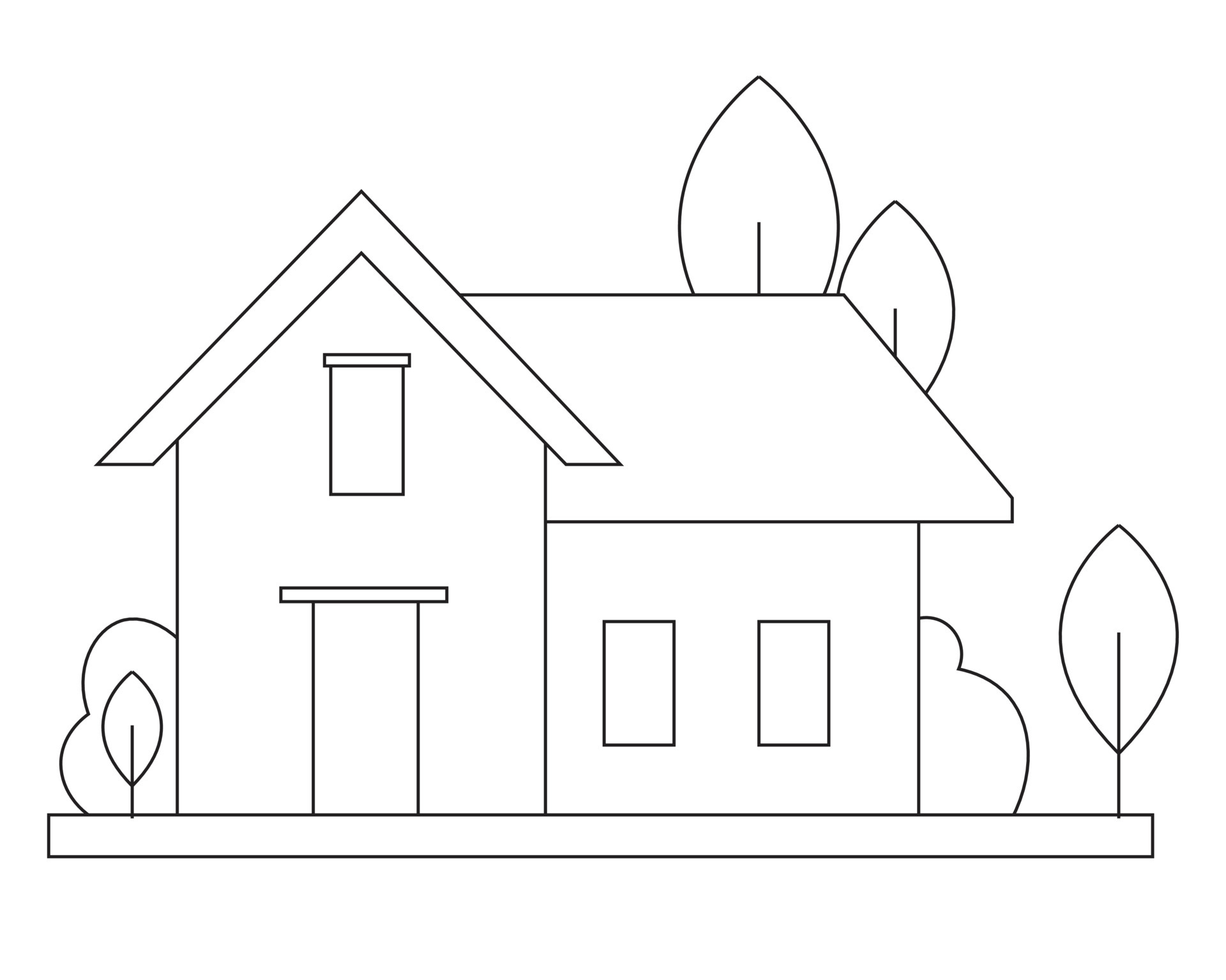 Easy Simple house Coloring page. modern House line art design. line art 6309159 Vector Art at Vecteezy
