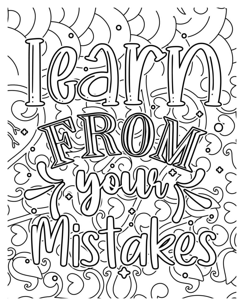 Motivational Quotes coloring  page design. Motivational Quotes line art design vector