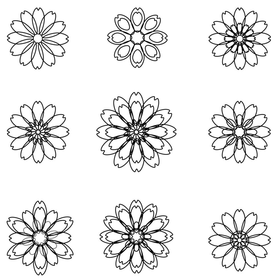 Outline Black And White Flowers vector