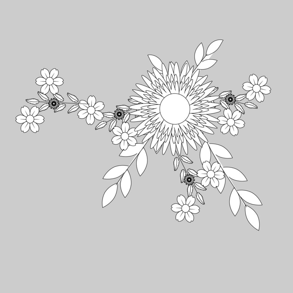 Outline Black And White Flowers vector