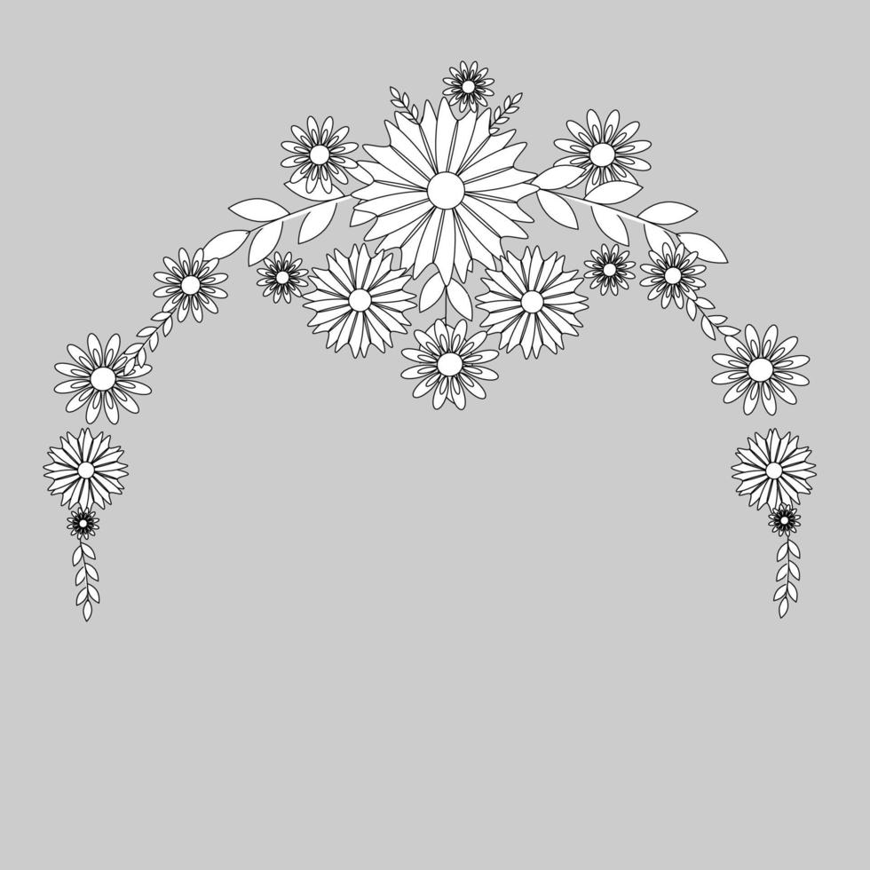 Outline Black And White Flowers vector