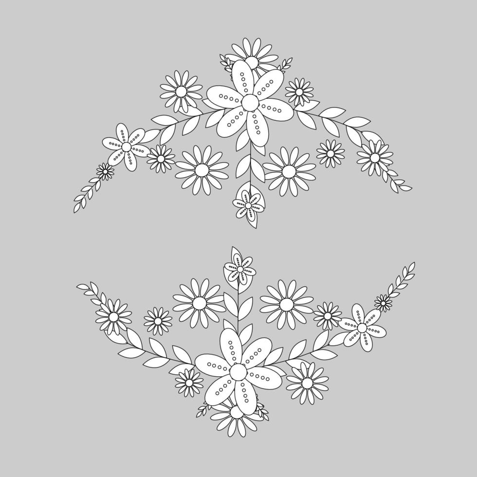 Outline Black And White Flowers vector