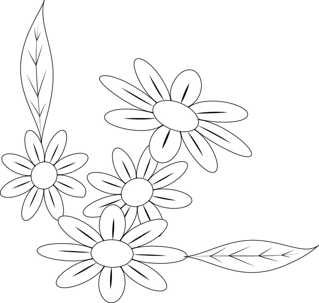 Outline Black And White Flowers vector