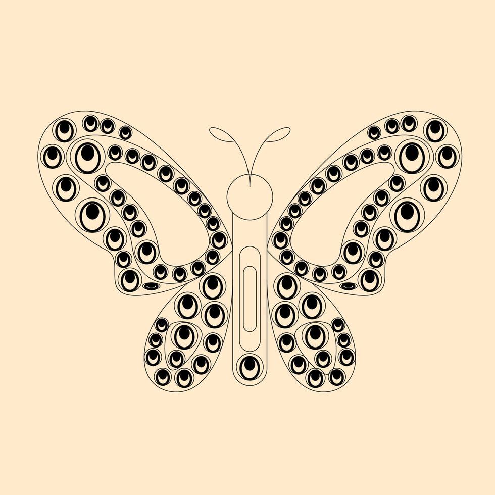 Outline Black And White Butterfly vector