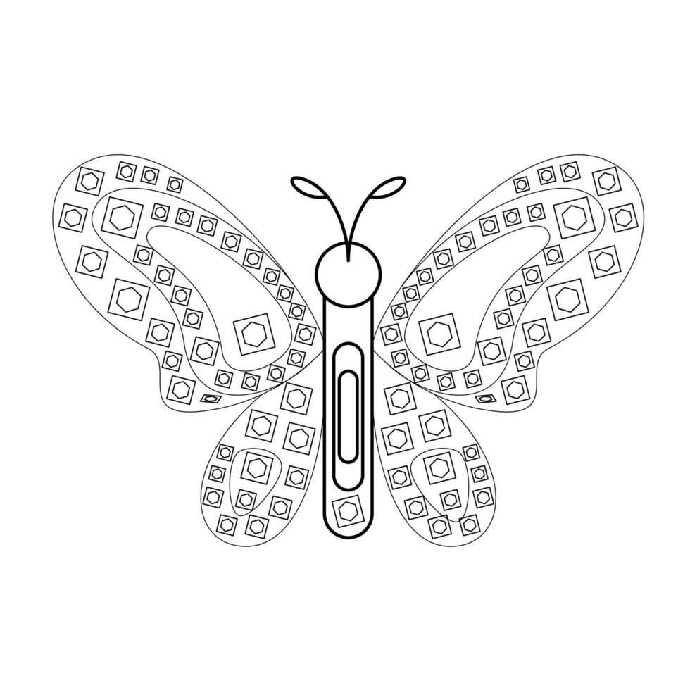 Outline Black And White Butterfly vector