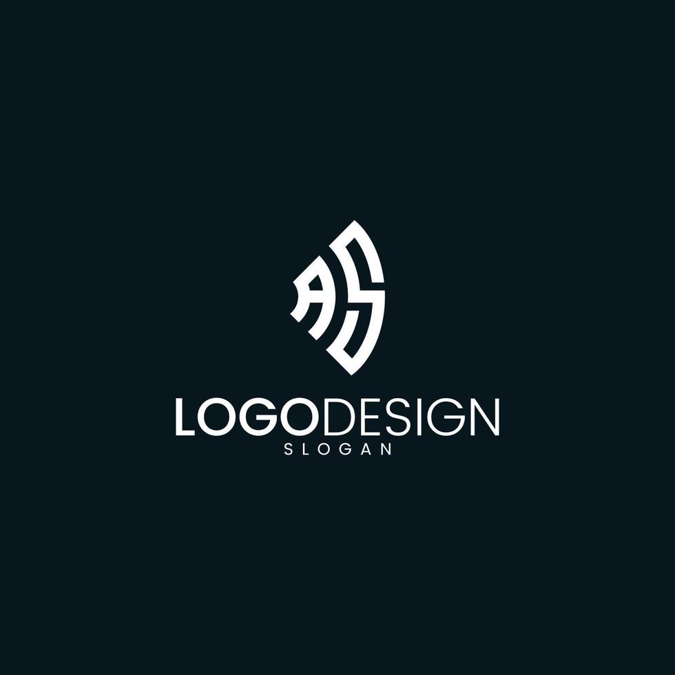 Unique modern creative business logo black and white color SA AS S A initial-based letter vector logo.