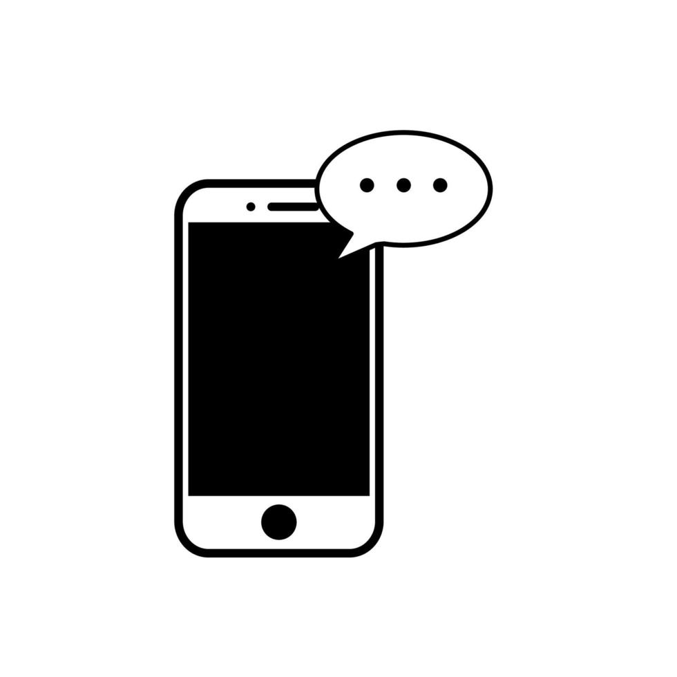 Mobile phone chat message notifications vector icon isolated line outline style, smartphone chatting bubble speeches pictogram, concept of online talking, speak messaging, conversation, dialog symbol