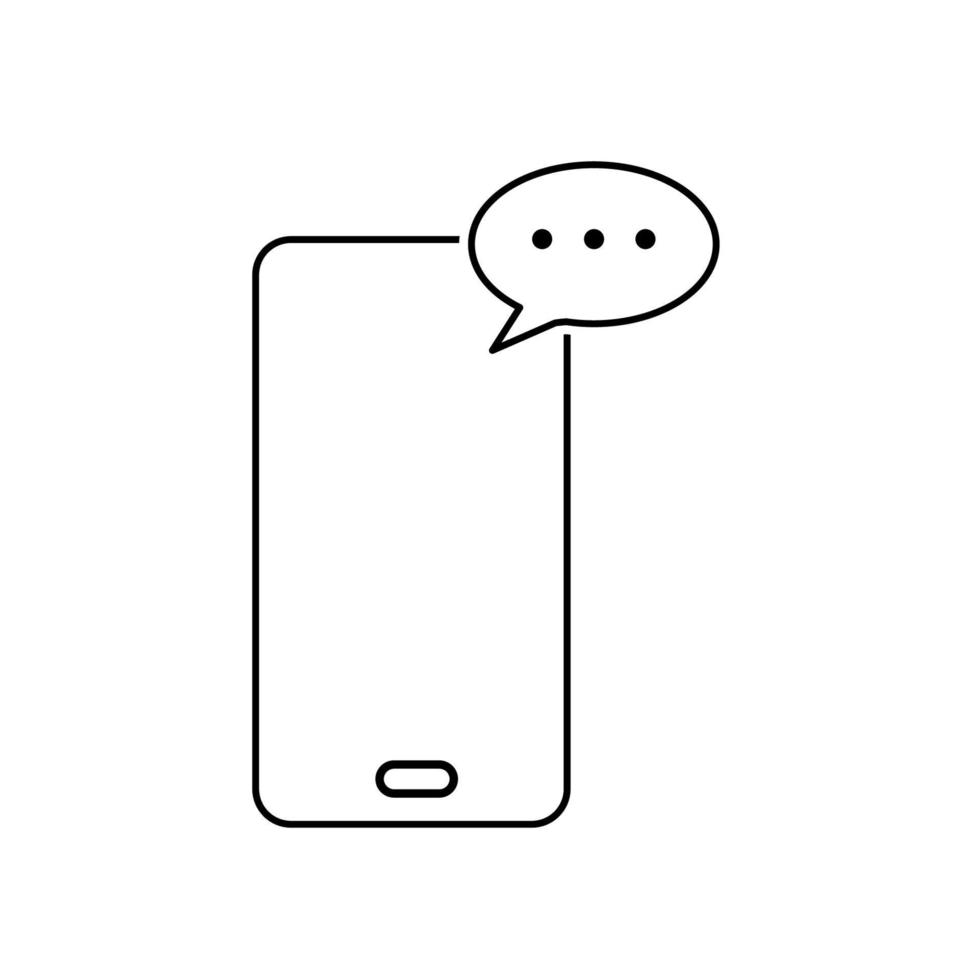 Mobile phone with speech bubble vector, Social media line design icon vector