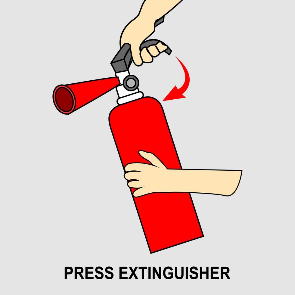 Red fire extinguisher sign. Instructions for using a fire extinguisher vector