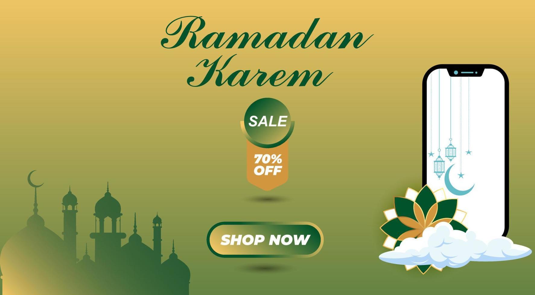 Ramadan kareem sale banner template vector