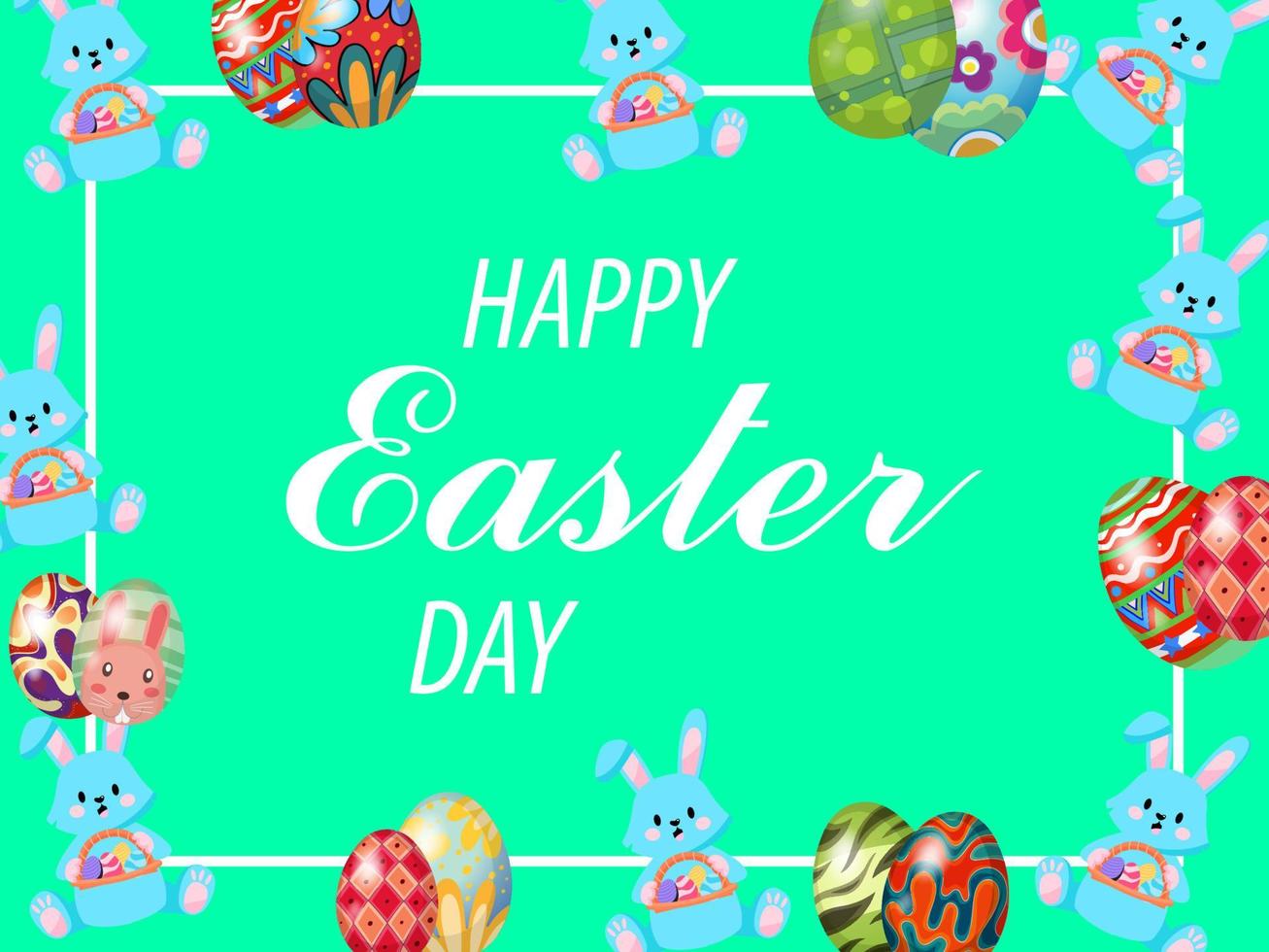 Flat easter background with egg and bunny vector