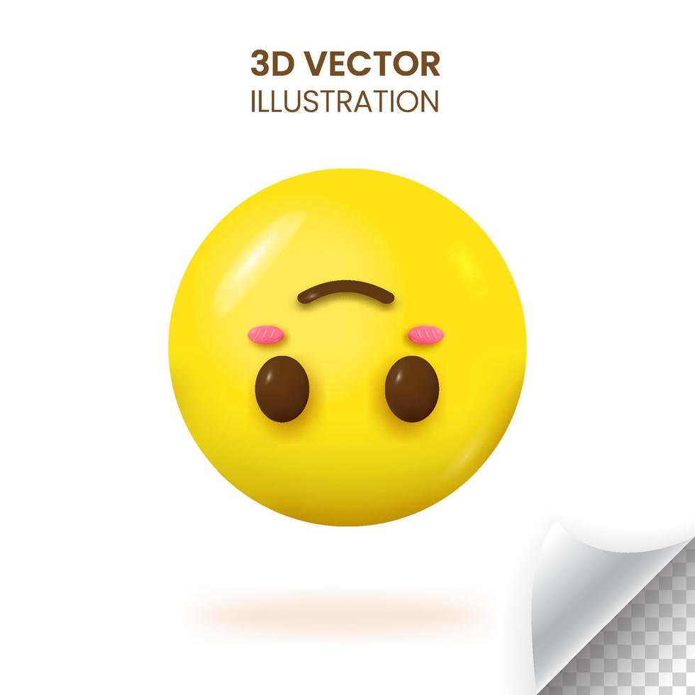 3D smiling face upside down emoji vector illustration