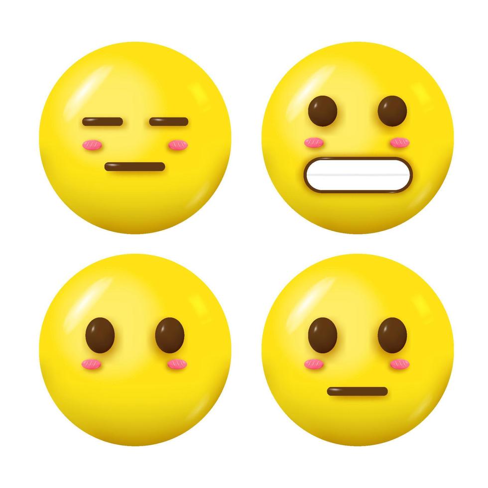 collection of 3D expressionless face emoji vector