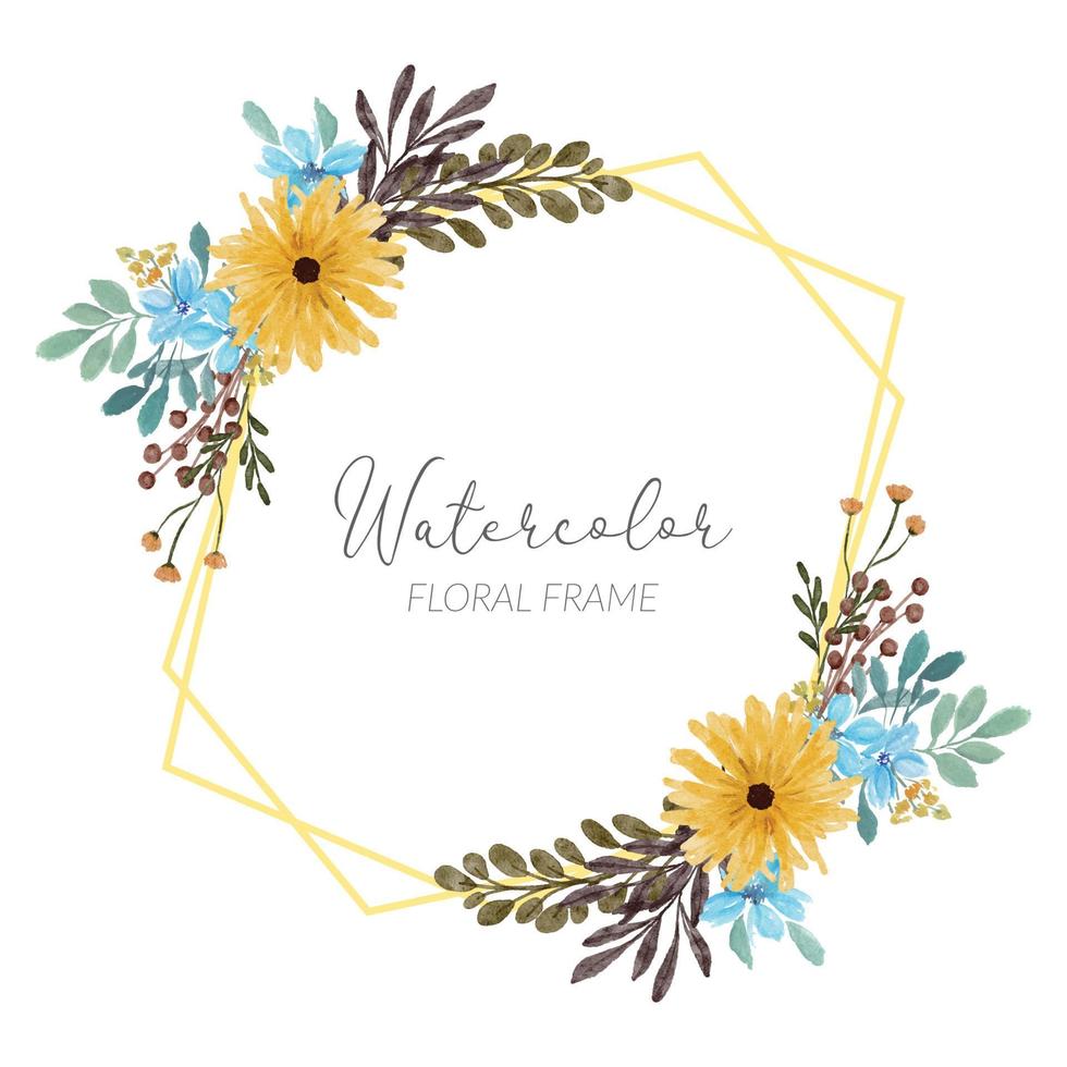 petal floral arrangement watercolor rustic frame vector