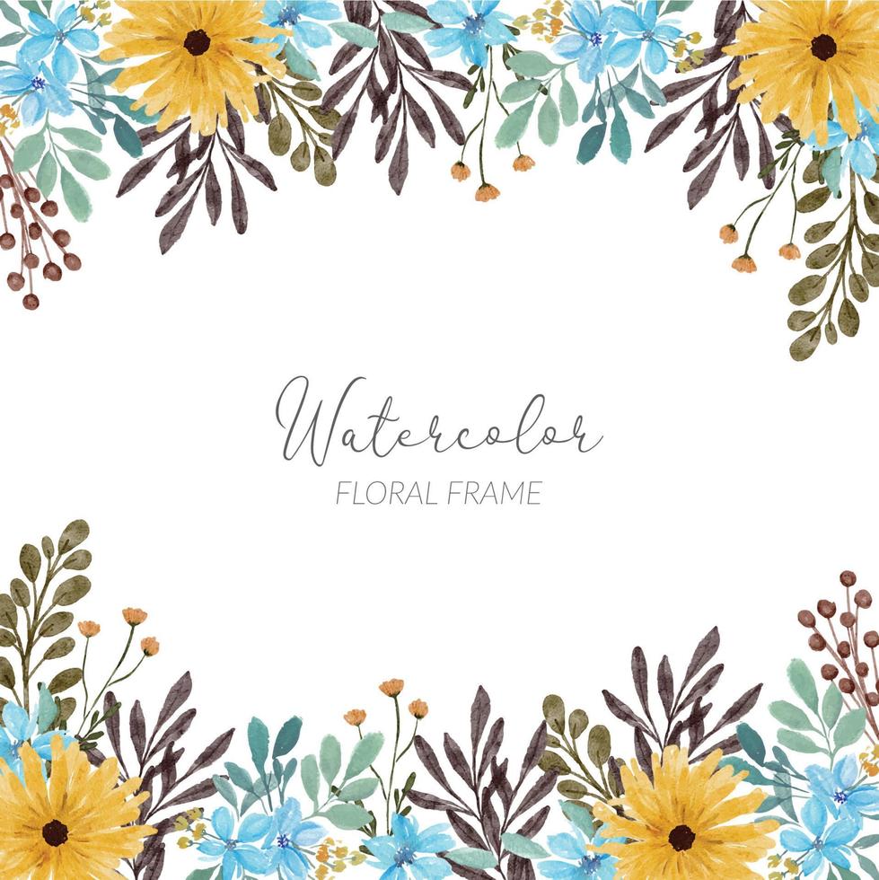 petal floral arrangement watercolor square frame vector