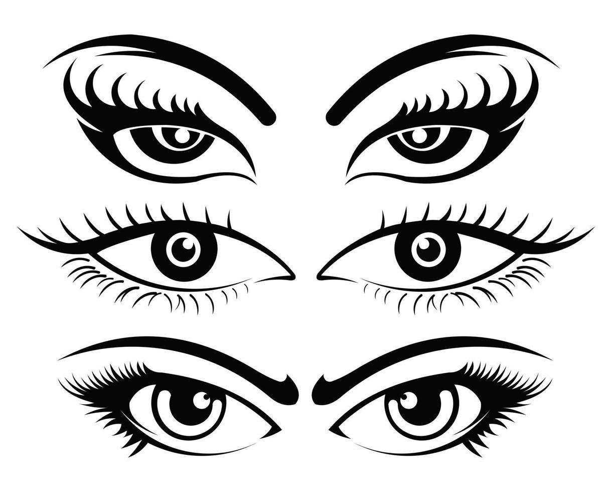 conjunto de iconos de ojo escáner de retina iconos de ojo, vector de stock de silueta de ojo