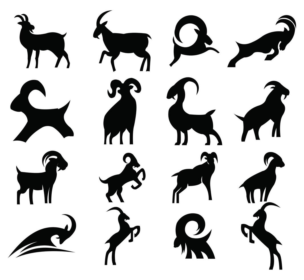 Silhouette of a mountain mammal goat animal . vector