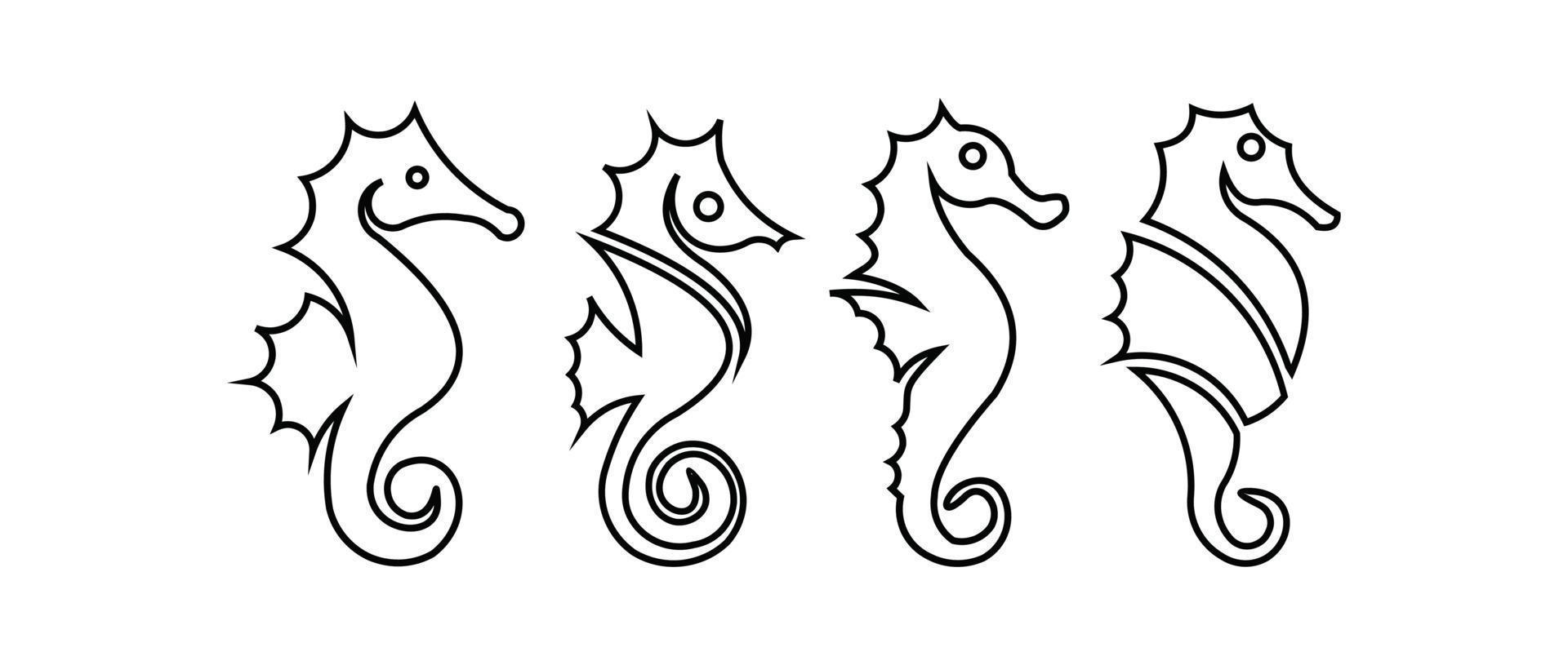 Seahorse icon line set ocean life, line design vector logo.