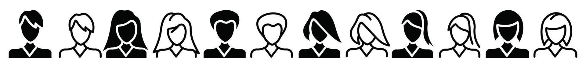 conjunto de iconos de avatar de personas, icono plano vectorial como mujer vector