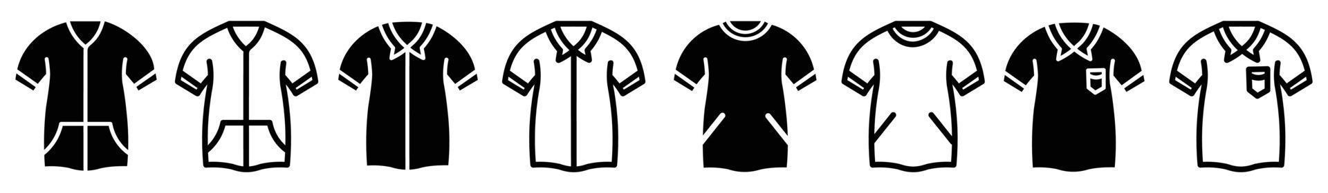 Clothing line icon set, Simple outline signs for fashion dress application. vector