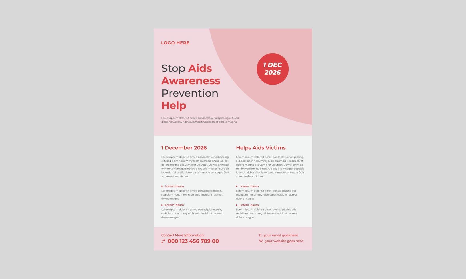 World AIDS Day or HIV Virus Poster or Flyer Design Template, World AIDS Day or HIV Virus Poster or Flyer Design Template. vector