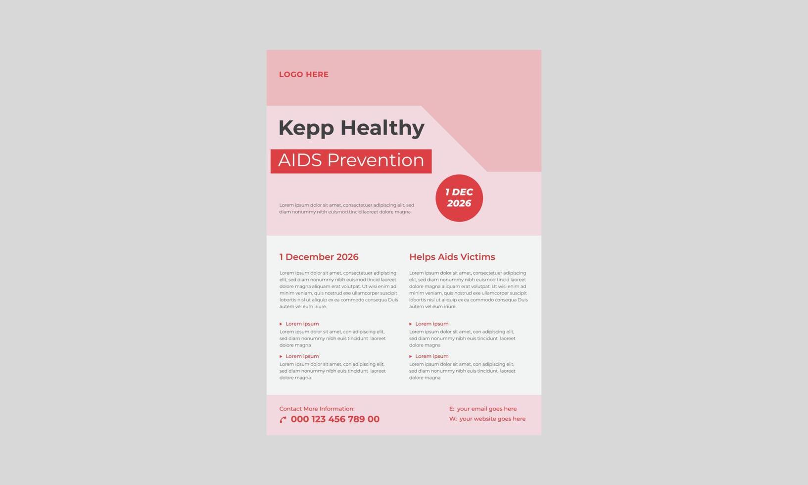 World AIDS Day or HIV Virus Poster or Flyer Design Template, World AIDS Day or HIV Virus Poster or Flyer Design Template. vector