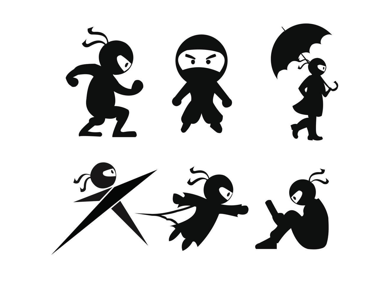 Ninja Samurai Warrior Fighter Character Cartoon Martial Art Weapon Shuriken vector