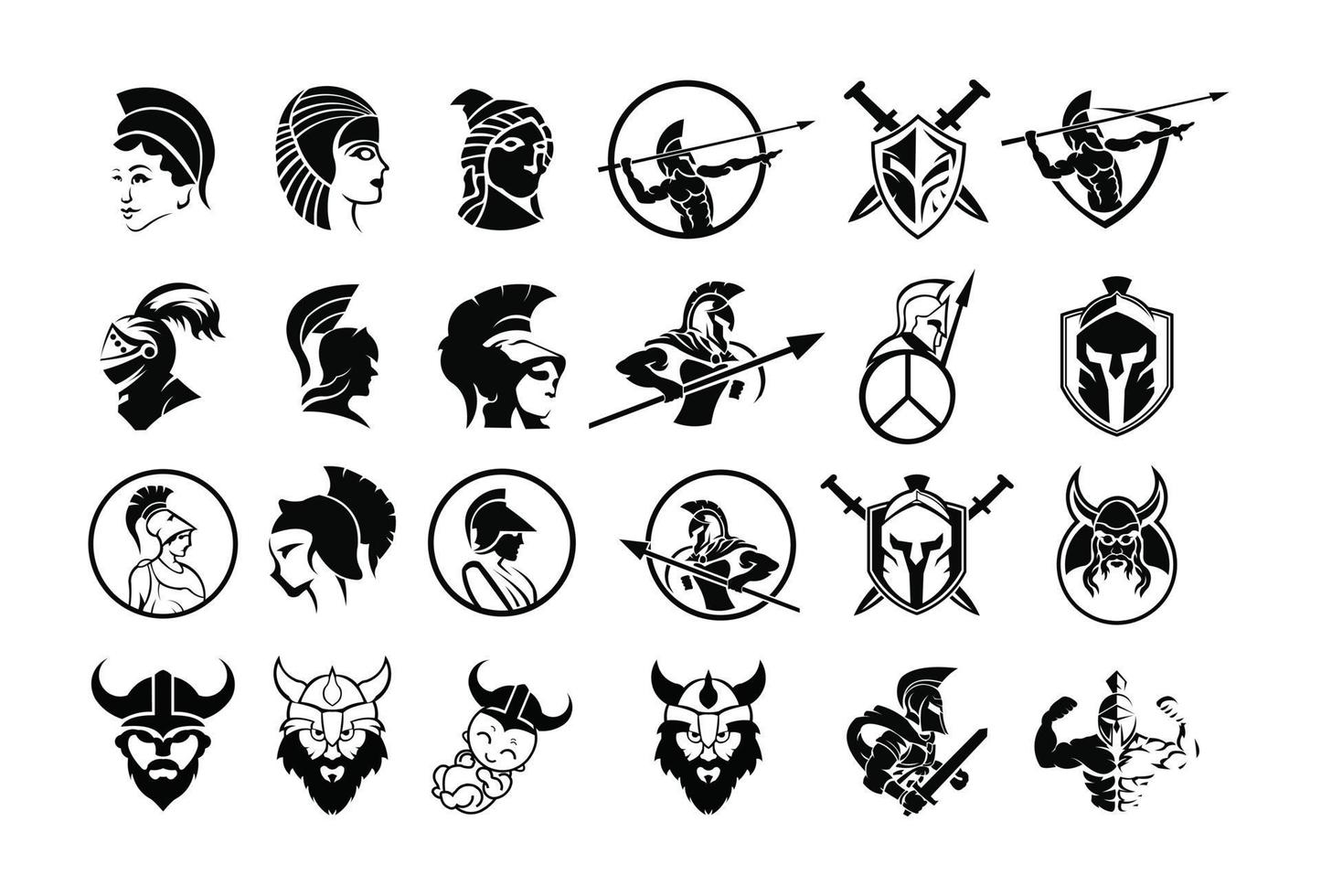 logotipo o icono del casco de gladiador. armadura de guerrero espartano griego en estilo de cómic de dibujos animados, ilustración vectorial. vector