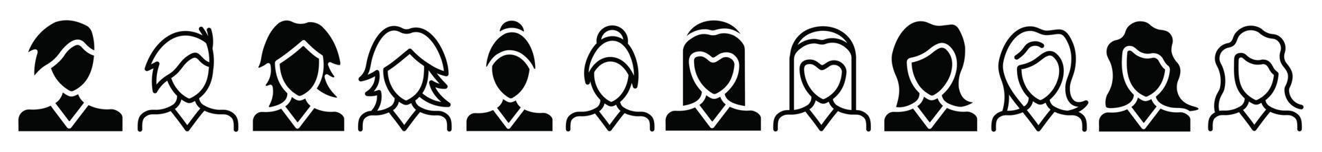 People avatar icon set,Vector flat  icon as female vector