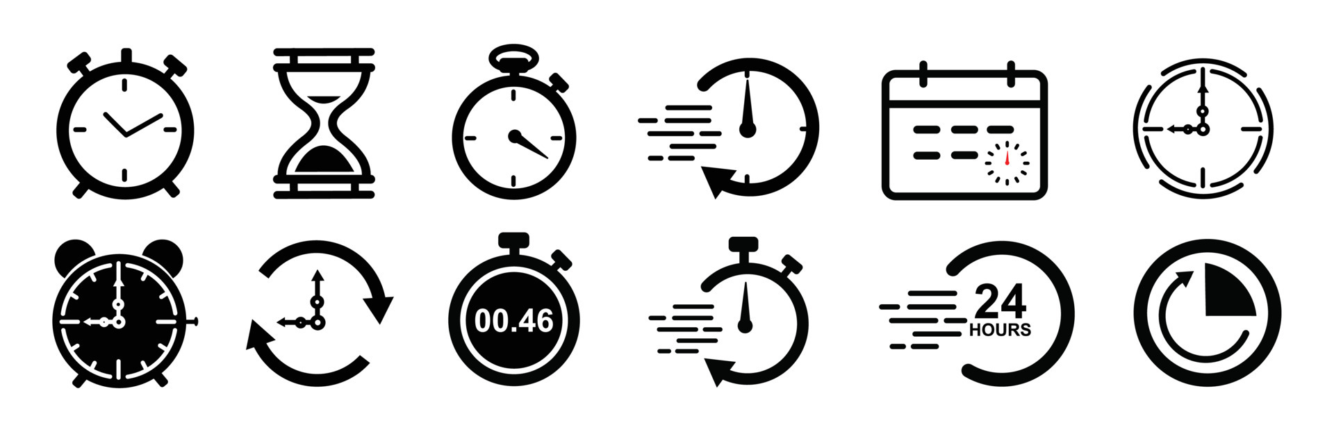 Set of Timer vector icons Count down Timer,Stopwatch icons set Timer symbol. Outline icon set