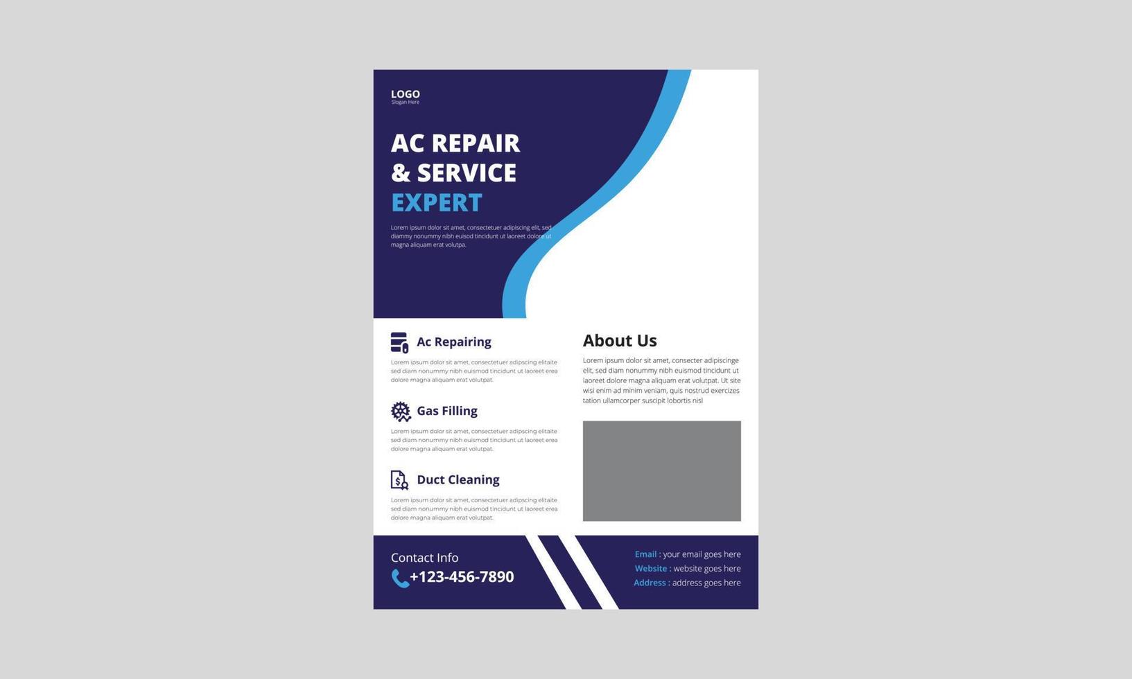 Air Conditioner Repair Service flyer template. Ac Repair Service flyer poster leaflet design. cover, A4 size, flyer, brochure design, poster, print-ready vector