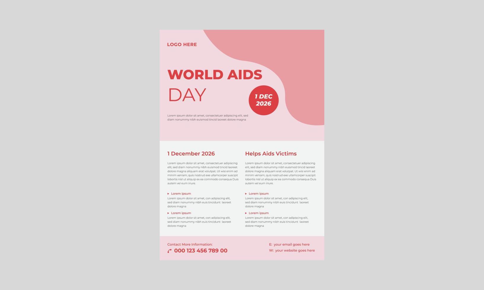 World AIDS Day or HIV Virus Poster or Flyer Design Template, World AIDS Day or HIV Virus Poster or Flyer Design Template. vector