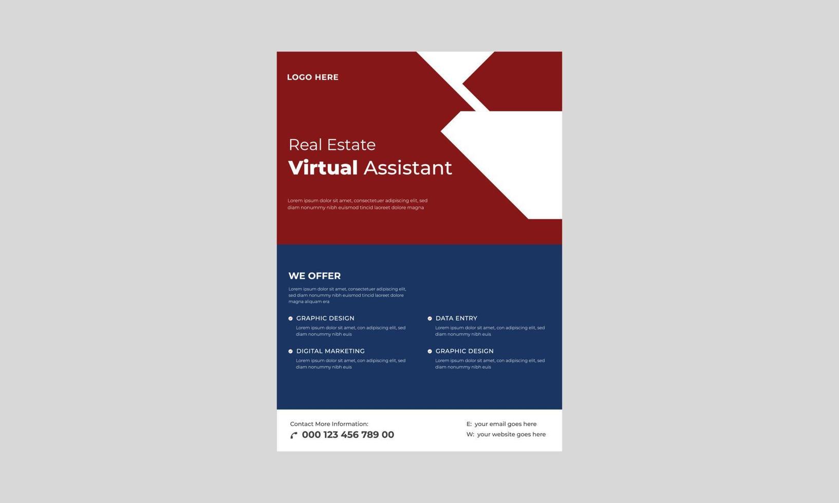 Virtual assistant service flyer template, Artificial intelligence in science and business, smart machine concept flyer template, vector