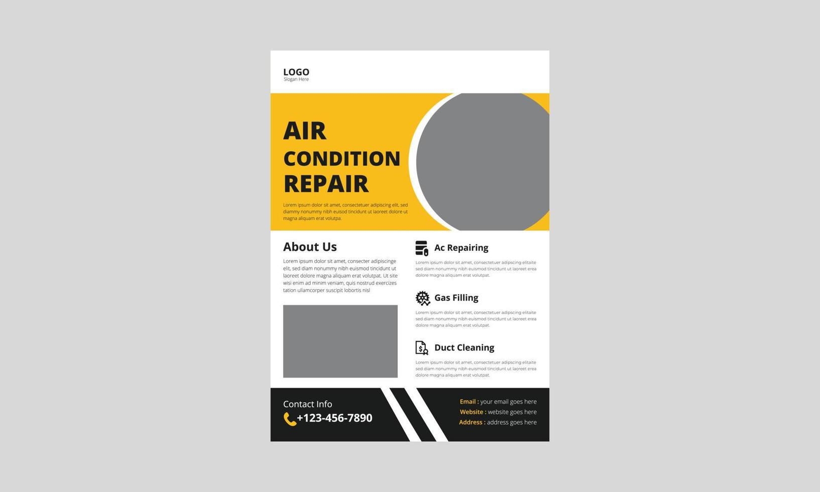 Air Conditioner Repair Service flyer template. Ac Repair Service flyer poster leaflet design. cover, A4 size, flyer, brochure design, poster, print-ready vector