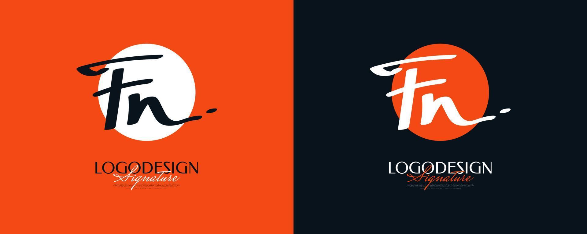 diseño inicial del logotipo f y n con un estilo de escritura elegante y minimalista. logotipo o símbolo de la firma fn para bodas, moda, joyería, boutique e identidad empresarial vector