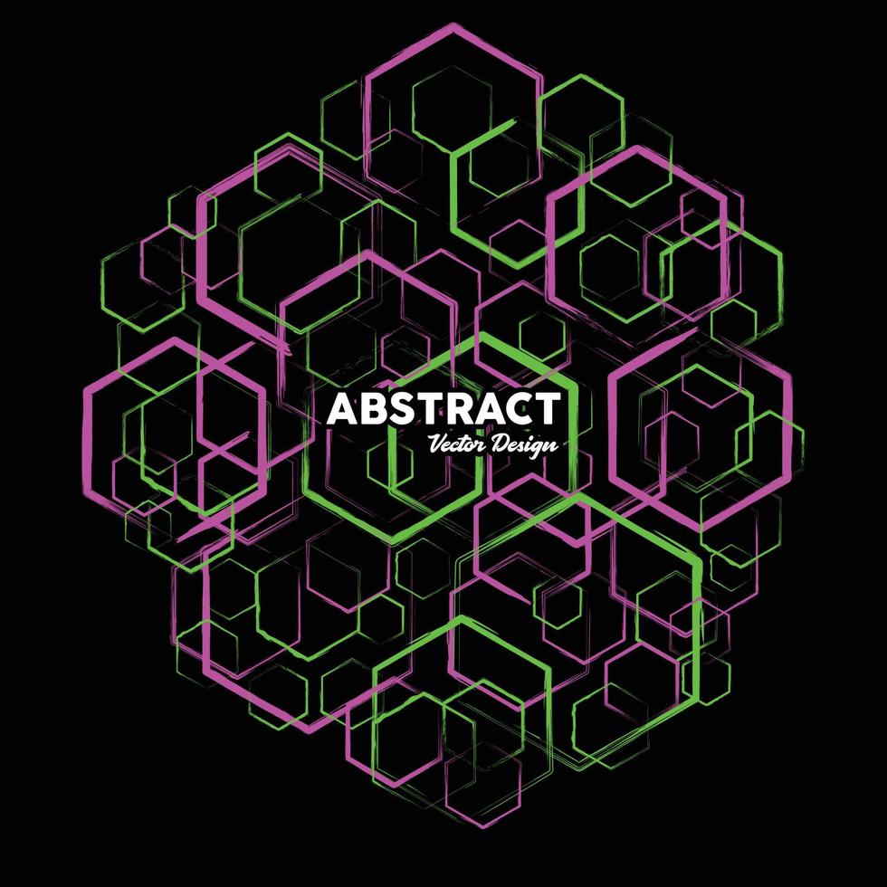 fondo abstracto en colores verde y rosa hecho de formas hexagonales aleatorias. ilustración vectorial vector