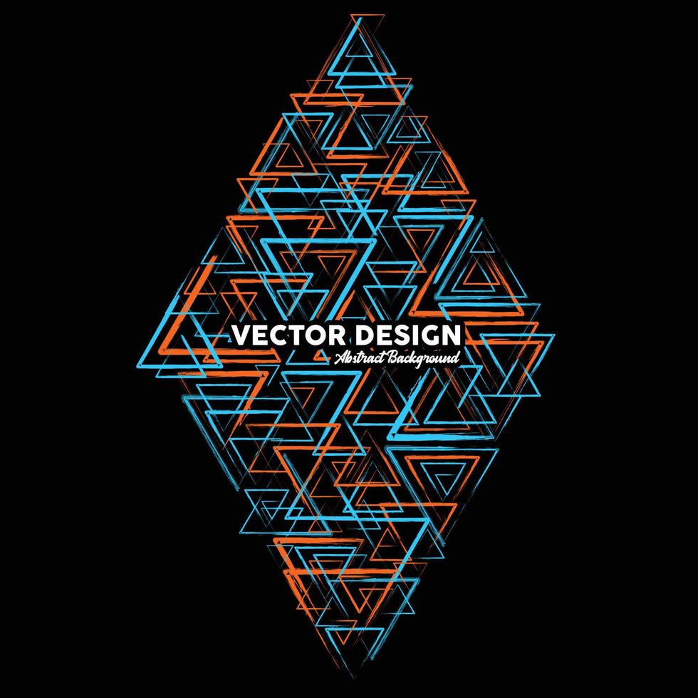 Artistic abstract background in light blue and orange colors made of random triangular shapes. Vector illustration.