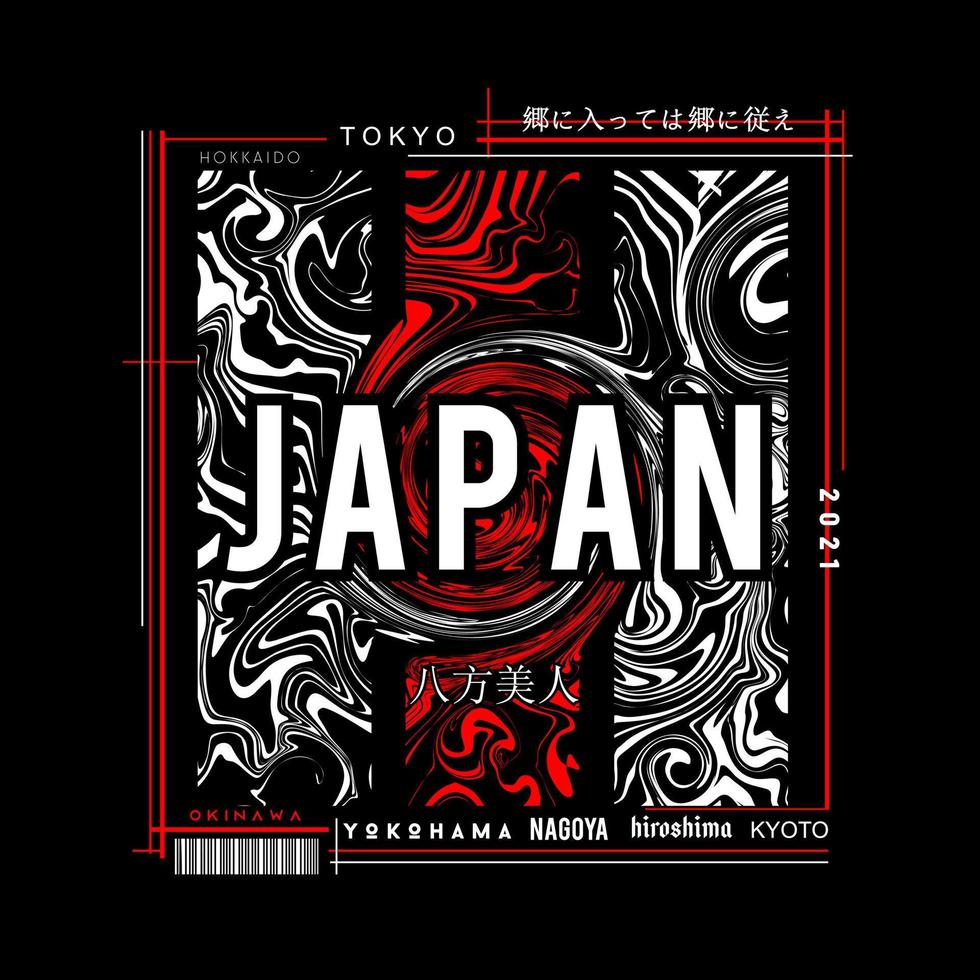 Japan t-shirt design with abstract style. Vector illustration