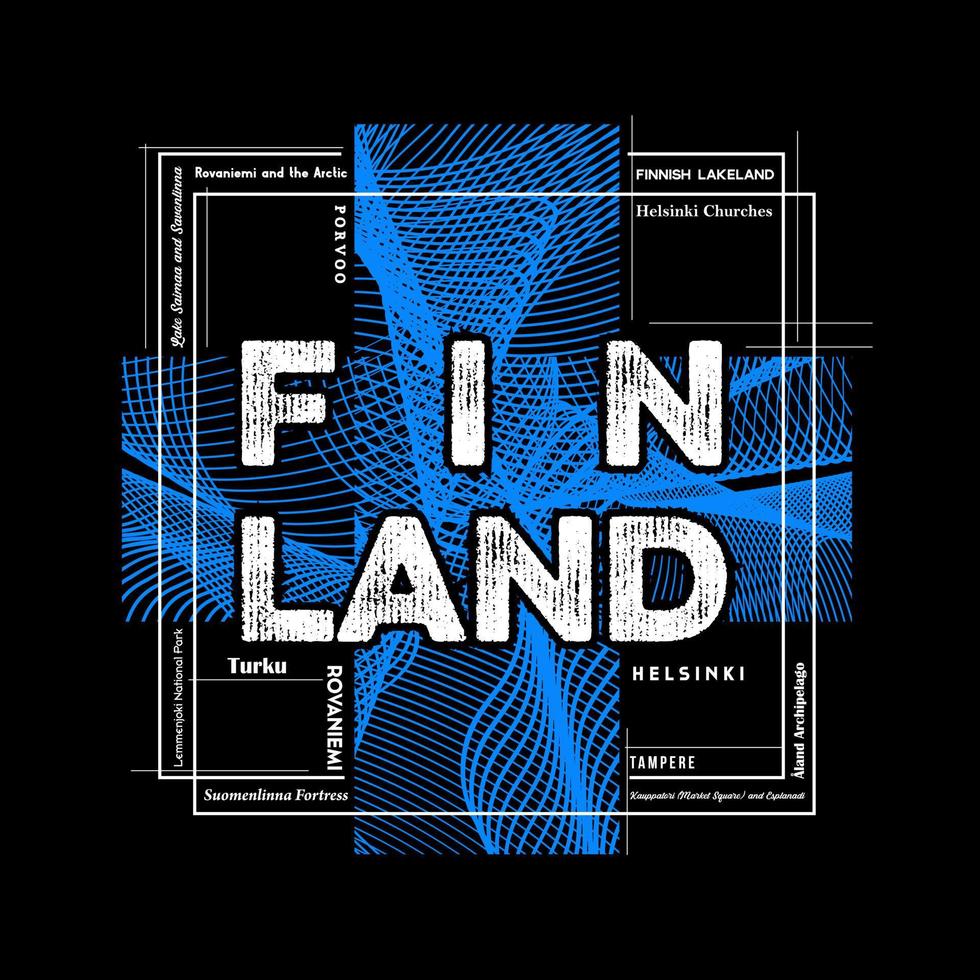 Finland t-shirt and poster graphic design in abstract style. Vector illustration