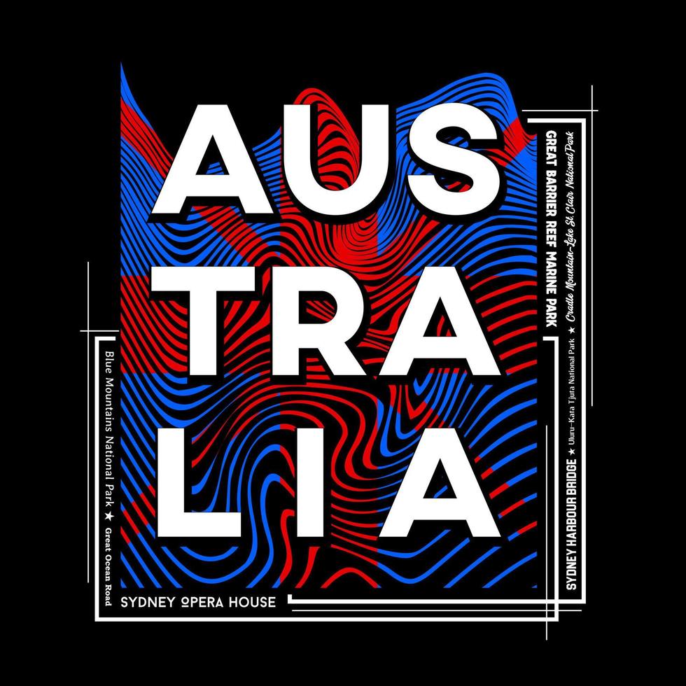 diseño gráfico de camisetas y afiches de australia en estilo abstracto. ilustración vectorial vector