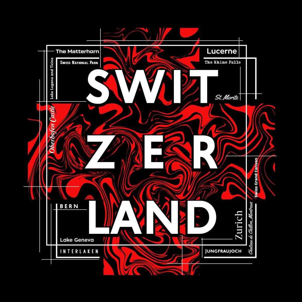 Switzerland t-shirt and poster graphic design in abstract style. Vector illustration