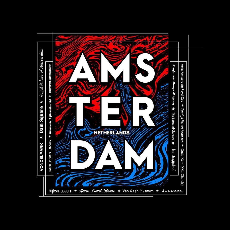 diseño gráfico de camisetas y afiches de amsterdam en estilo abstracto. ilustración vectorial vector