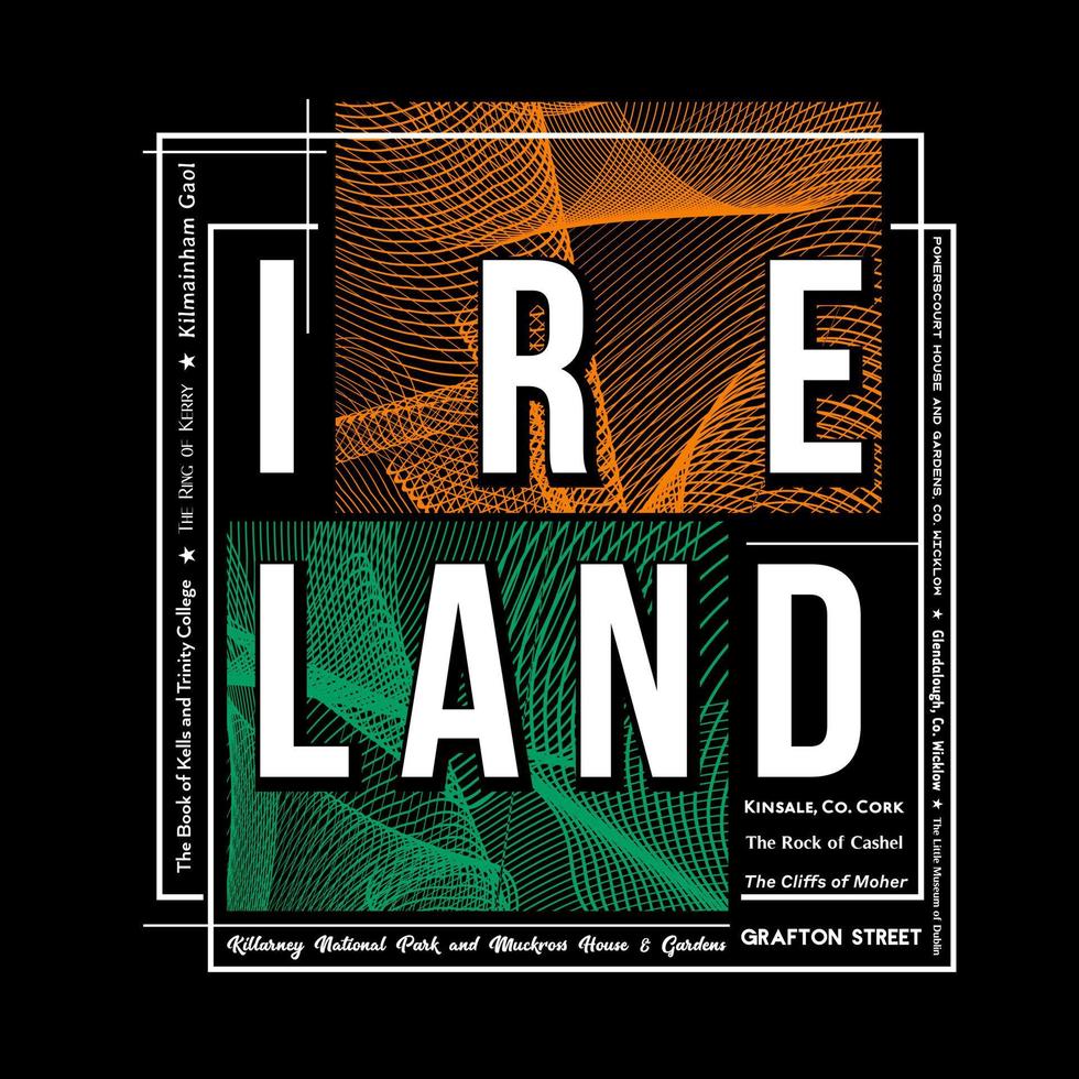 Ireland t-shirt and poster graphic design in abstract style. Vector illustration