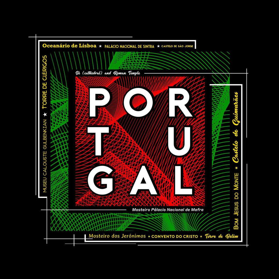 diseño gráfico de camisetas y afiches de portugal en estilo abstracto. ilustración vectorial vector