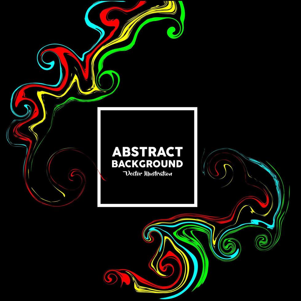 Black color background with Abstract liquid art in several colors. Vector illustration
