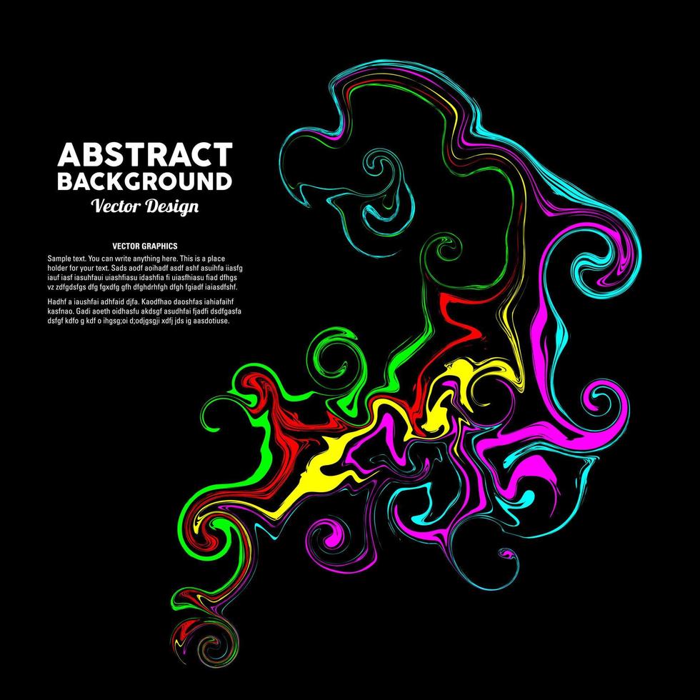 Colorful liquid abstract art on black background suitable for banner, poster, etc. design. Vector illustration