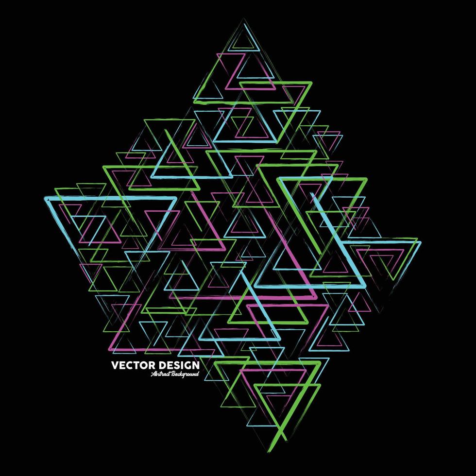 Artistic abstract background in light blue, light green and pink made of triangular line shapes at random. Vector illustration